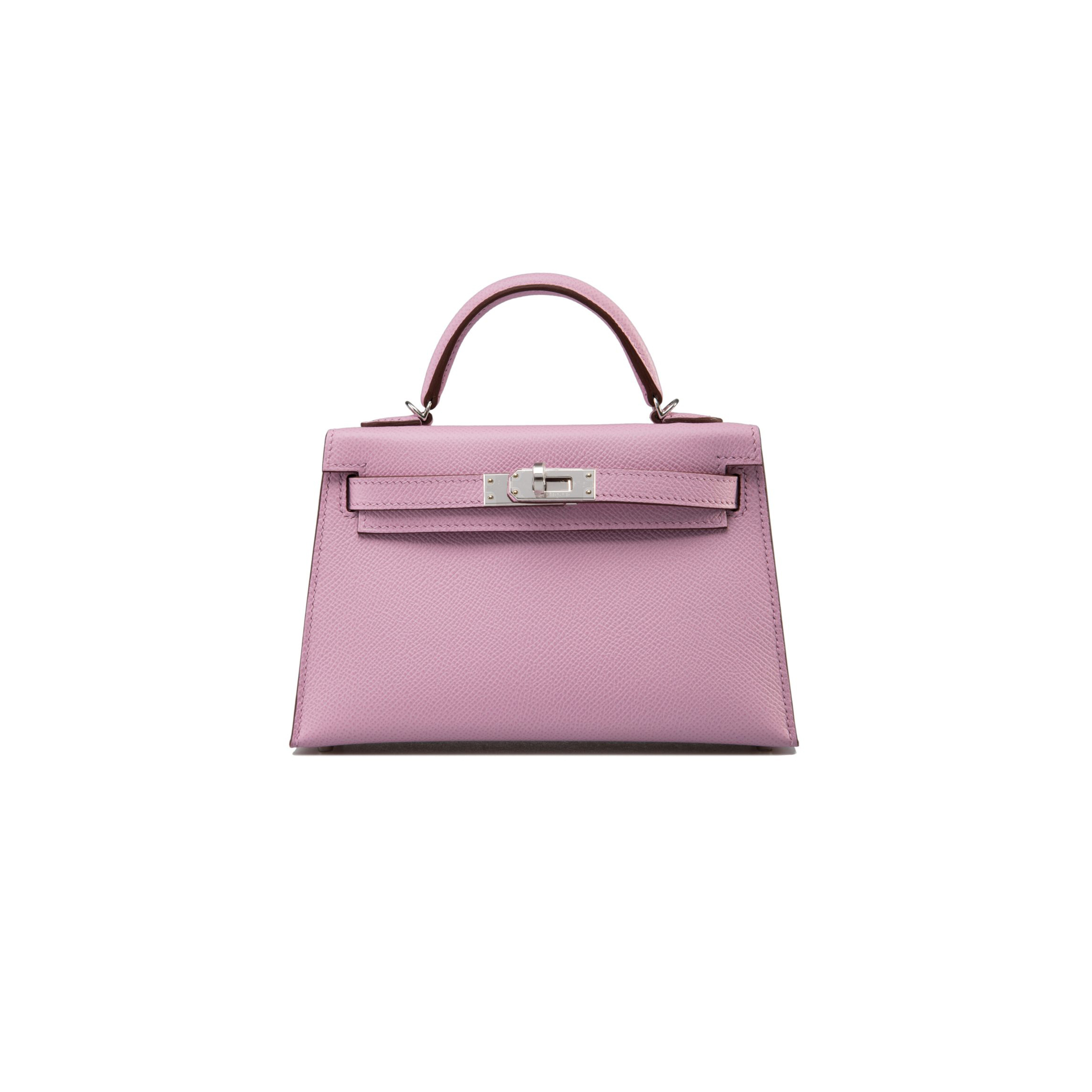 HERMÈS MINI KELLY II EPSOM LILAC SILVER BUCKLE (19*12*5.5cm)